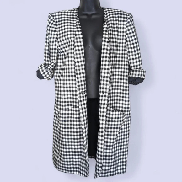 Leslie Fay Vintage Long Checkered Jacket - Picture 3 of 5